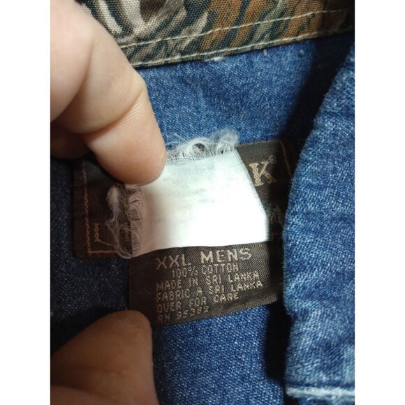 Trebark by Lynch Denim Long Sleeve Shirt with Camouflage Accents Men's Size 2XL - Picture 5 of 7